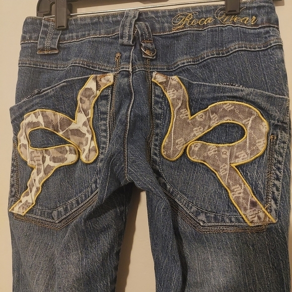 RocaWear Blue Jeans Flare Animal Print Pockets Size 3 Bootcut Coastal Cowgirl - Picture 11 of 11